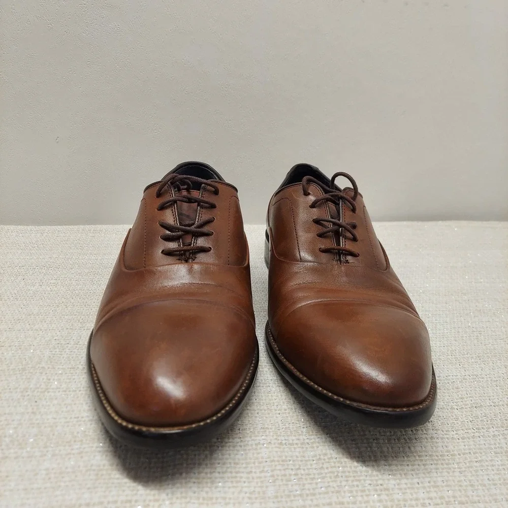 Johnston & Murphy Mens Cap Toe Oxford Dress Shoes 10.5M 59-2476 Tan Leather